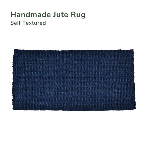 Blue Jute Rug,2'X 4', Boucle weave