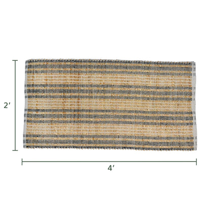 Sustainable Rug, Jute & Cotton blend, Stripes, 2' x 4'