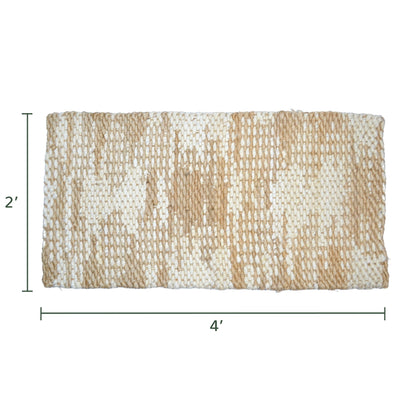 Sustainable Jute Rug, Melange texture in 5 ply yarn, White & Natural, 2' x 4'