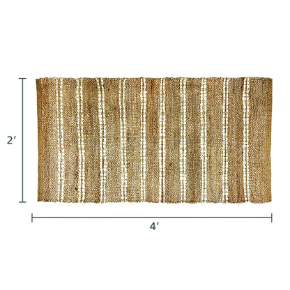 Cotton and jute stripe rug,Beige & white, 2'X4',