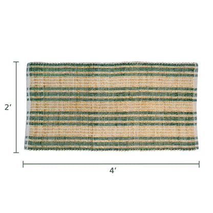 Sustainable Rug, Jute & Cotton blend, Stripes, 2' x 4'