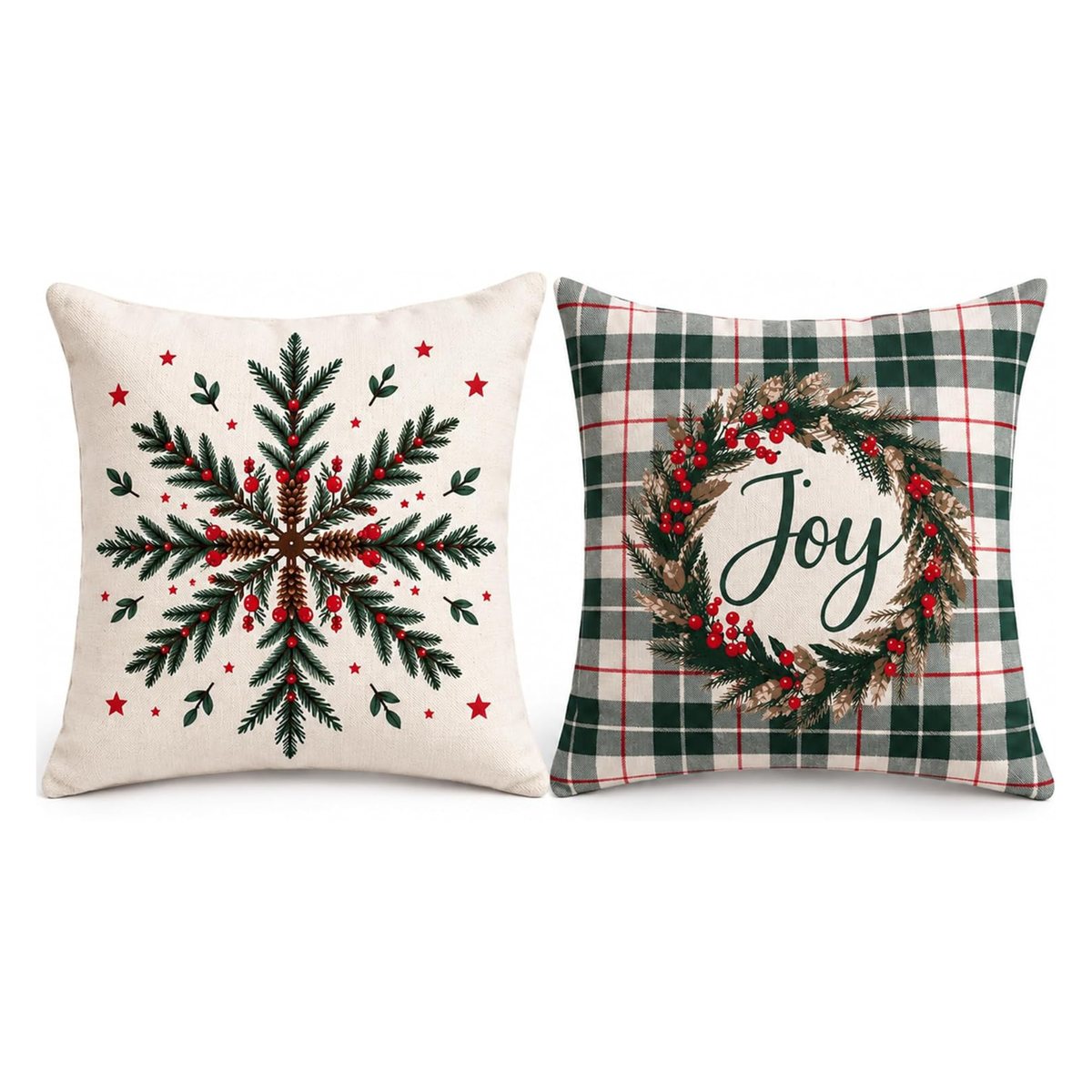 Christmas Joy Throw Cushion Cover – Home Decor, 18", 2Pcs, White