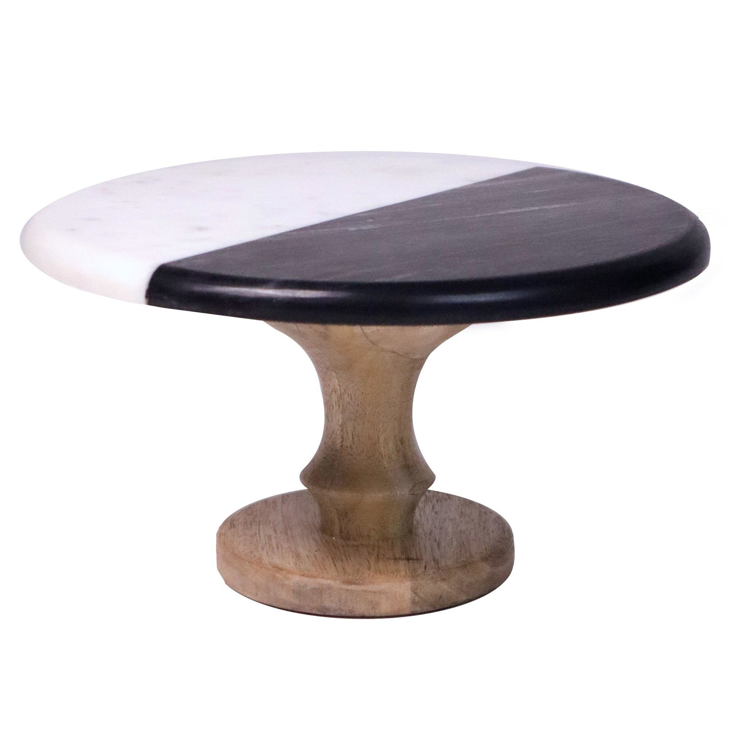 Black & white marble cake stand, Marble & wood, 11" Round x 6" Height