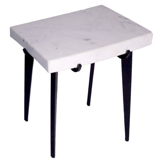 White Marble Top  knockdown table, Marble & Metal, 20.5"x14"x23"