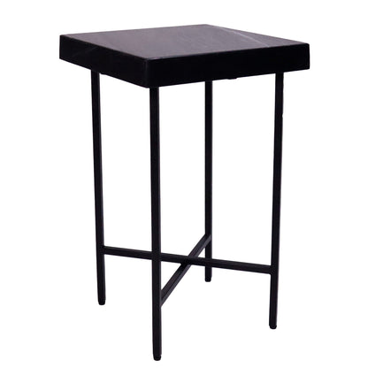 Black Marble Top  knockdown table, Marble & Metal, 16"x16"x24"