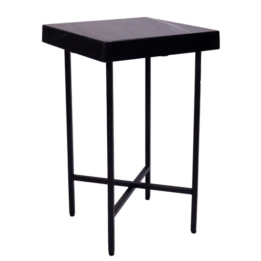 Black Marble Top  knockdown table, Marble & Metal, 16"x16"x24"