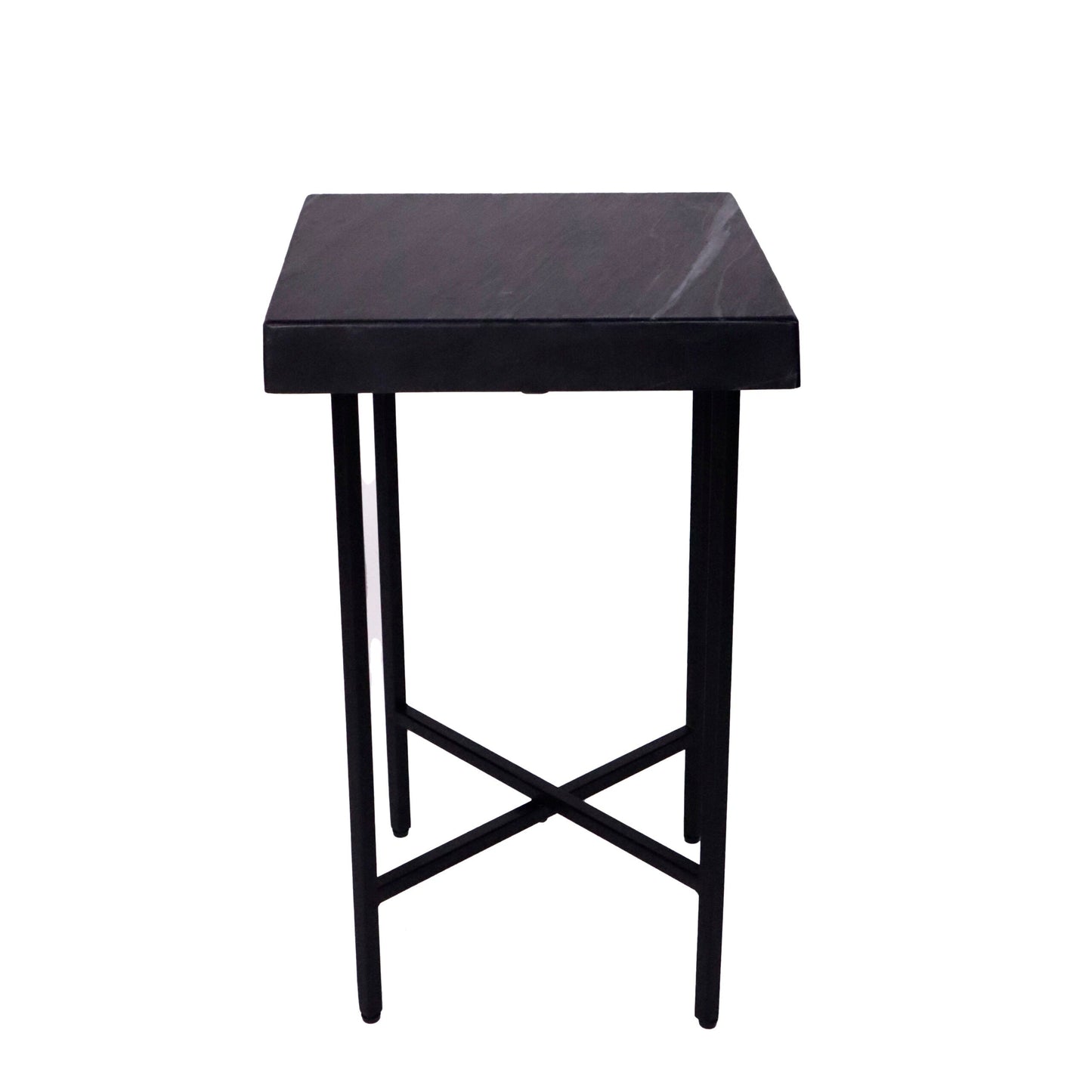 Black Marble Top  knockdown table, Marble & Metal, 16"x16"x24"