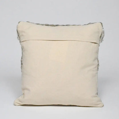 Jute Cotton Fancy check Cotton & Jute Pillow Cover, 18"x18", White