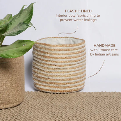 Nesting Jute Planter Set of 3  (with waterproof poly lining) - 12"10"x8"