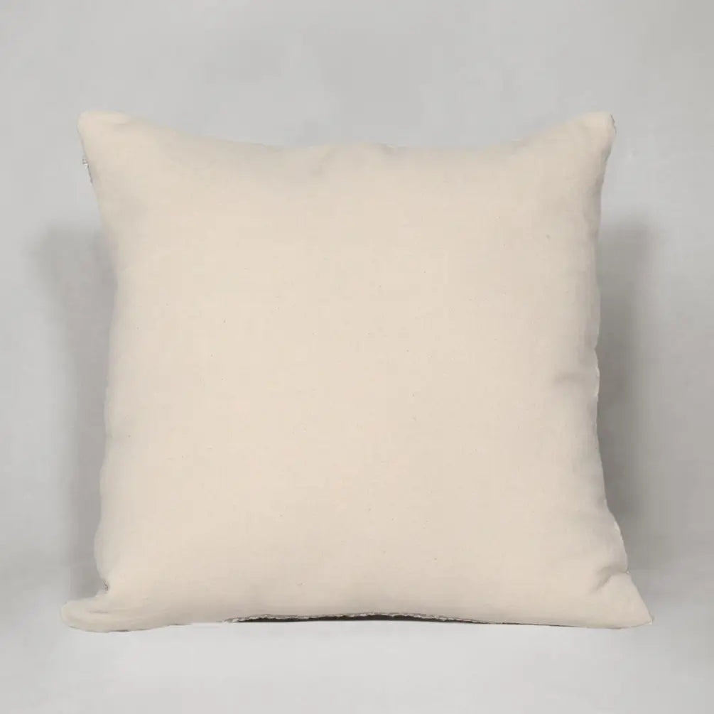 Diamond Weave Cotton Pillow Cover, (Centre Stripe) 22"x22", Beige & Offwhite