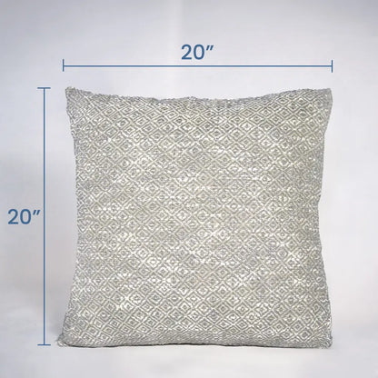 Diamond Weave Cotton Pillow Cover (All over weave) 20"x20", Gray & Offwhite