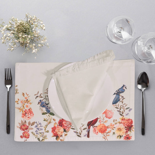 Red Cardinal Printed Placemat Twill 100% cotton, 13"x19" - Set of 4