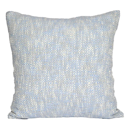 Diamond Weave Cotton Pillow Cover (All over weave) 20"x20", Cool Blue & Offwhite