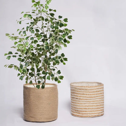 Nesting Jute Planter Set of 3  (with waterproof poly lining) - 12"10"x8"